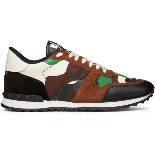 Brown Rock Runner Sneaker , male, Sizes: 7 UK, 8 1/2 UK, 10 UK, 9 UK, 8 UK, 7 1/2 UK - Valentino - Modalova