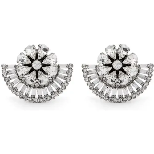 Crystal Clip-On Earrings , female, Sizes: ONE SIZE - Alessandra Rich - Modalova