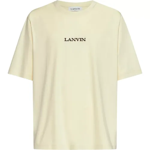 Pale Yellow Cotton T-Shirt with Bouclette Logo , male, Sizes: M, L - Lanvin - Modalova