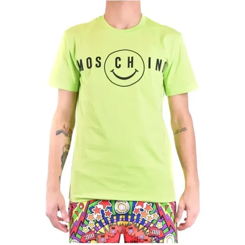 Logo Smile Organic Cotton T-Shirt , male, Sizes: XL - Moschino - Modalova