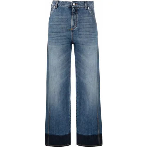 Bicolor Straight Leg Denim Jeans , Damen, Größe: W27 - alexander mcqueen - Modalova