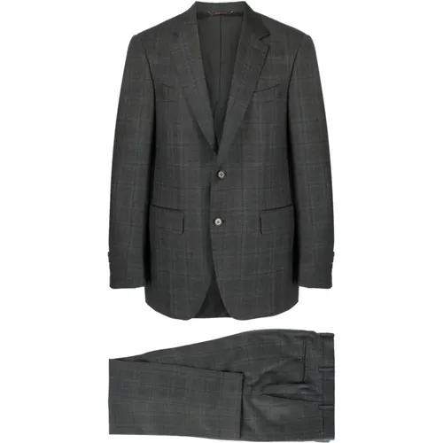 Anthracite Checkered Wool Suit , male, Sizes: 2XL, XL - Canali - Modalova