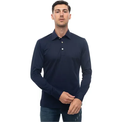 Blaues Langarm-Polo-Shirt,Cornflower Langarm Polo Shirt - Kiton - Modalova