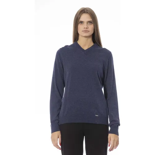 Long Sleeve V-Neck Sweater , female, Sizes: S - Baldinini - Modalova