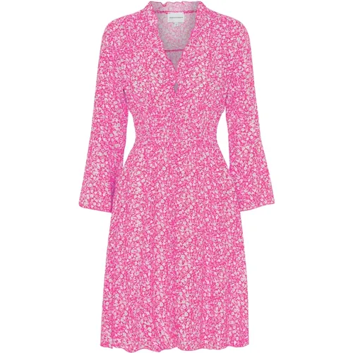 Rosa Blume Kurzes Kleid Smock Taille , Damen, Größe: XS - American Dreams - Modalova