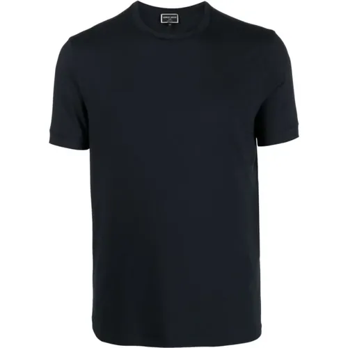 Blaues Crew-neck T-Shirt und Polo - Giorgio Armani - Modalova
