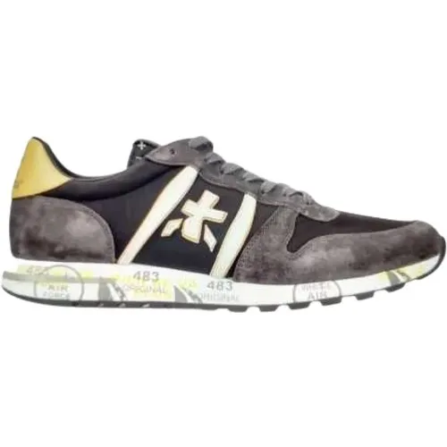 Black Nylon and Suede Sneakers Yellow Spoiler White Logo , male, Sizes: 10 UK, 9 UK, 11 UK, 7 UK, 8 UK - Premiata - Modalova