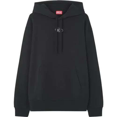 Schwarzer Hoodie mit Metall-Logo-Detail , Herren, Größe: L - Diesel - Modalova