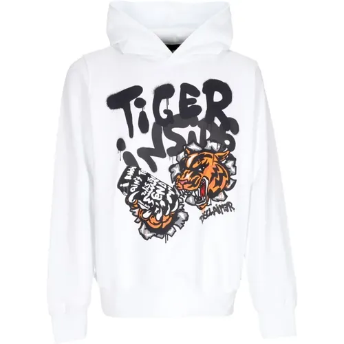 Tiger Hoodie Weiß Streetwear , Herren, Größe: L - Disclaimer - Modalova