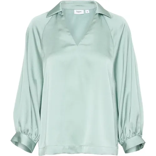 Elegante Handianisz Bluse Blau Surf , Damen, Größe: XS - Saint Tropez - Modalova