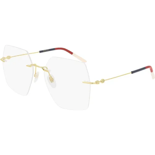 Gold Blaue Brillengestelle , unisex, Größe: 55 MM - Gucci - Modalova