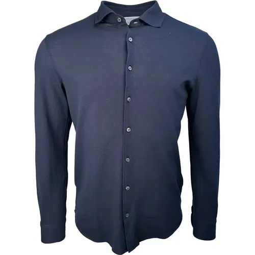 Weiches Pique Shirt, navy,Piqué Hemd in Salbeigrün, Piqué Hemd Leichter Italienischer Stil - Gran Sasso - Modalova