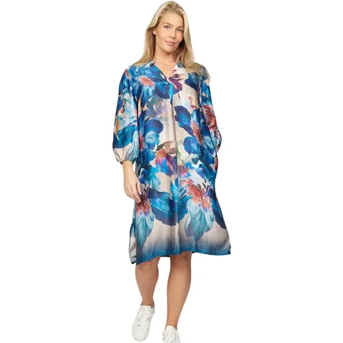 Blue Flower Dress Hyben_Raso.Es24 , female, Sizes: L - 2-Biz - Modalova