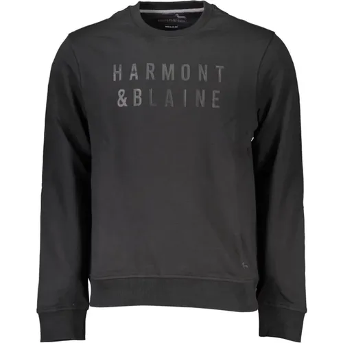 Brushed Long Sleeve Crewneck Sweatshirt with Logo Print , male, Sizes: M, L, XL - Harmont & Blaine - Modalova