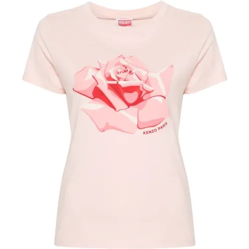 Rose Jersey Top mit Logo Print,T-Shirts - Kenzo - Modalova