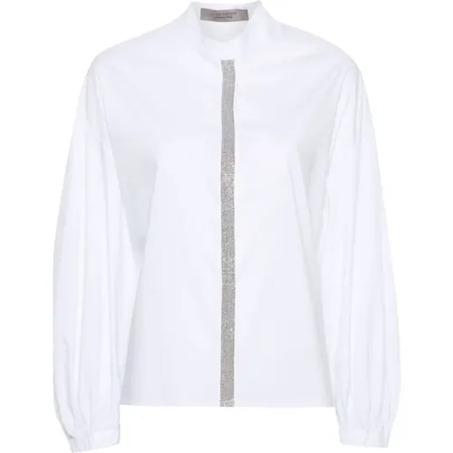 Weißes Popelinehemd mit Perlenverzierung , Damen, Größe: L - D.Exterior - Modalova