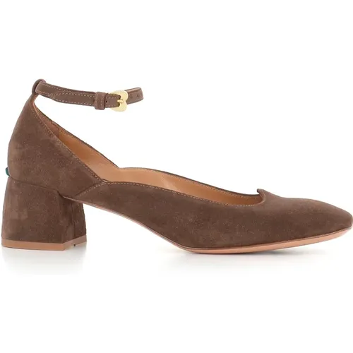 Braune Leder Pumps mit eckiger Spitze , Damen, Größe: 39 EU - A. BOCCA - Modalova