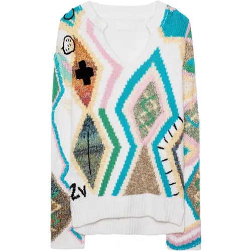 Sonny Kilim Knit Sweater - Multicoloured, M , female, Sizes: M - Zadig & Voltaire - Modalova