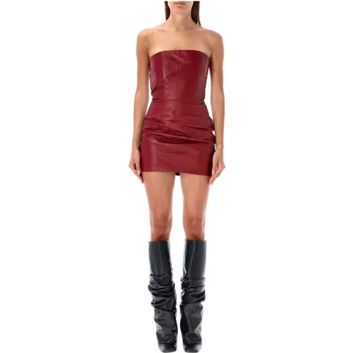 Rotes Leder Bustier Mini Kleid - The Attico - Modalova