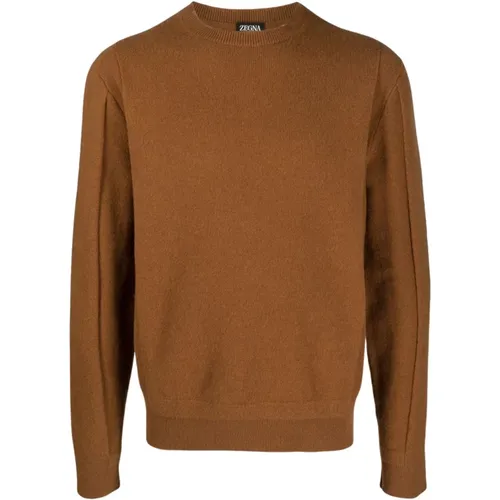 Gray Wool-Silk Blend Sweater for Men , male, Sizes: M - Ermenegildo Zegna - Modalova