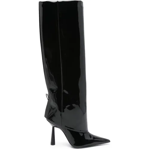 Knee-Length Patent Finish Boots , female, Sizes: 3 UK - Gia Borghini - Modalova