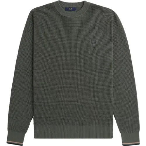 Grüner Rundhals-Sweatshirt Aw24 , Herren, Größe: L - Fred Perry - Modalova