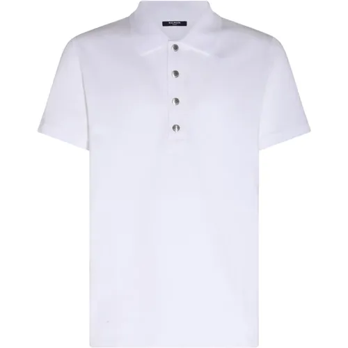 Weißes Poloshirt, Moderner Stil und Qualität , Herren, Größe: M - Balmain - Modalova