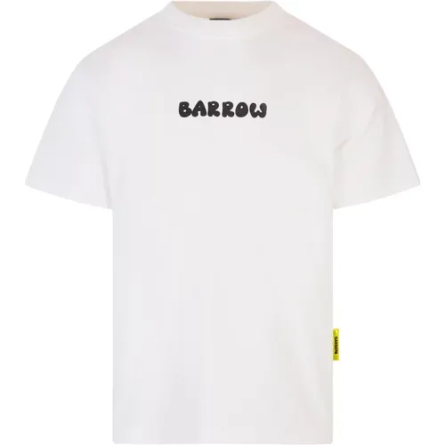 Weiße Oversized T-Shirt mit Reflektierender Platte und Bärenprint , unisex, Größe: XL - Barrow - Modalova