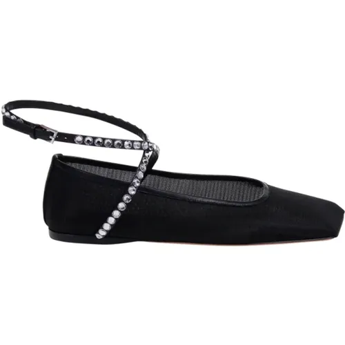 Schwarze & Weiße Kristall Ballerina Flats,Kristall Latte Flache Ballerina Schuhe - Amina Muaddi - Modalova