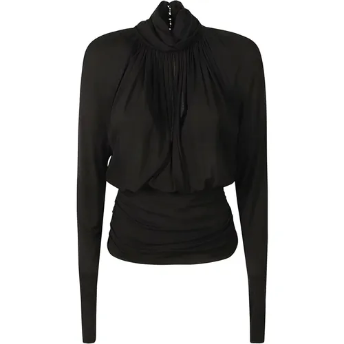 Chic Draped High Neck Top , female, Sizes: XS - Saint Laurent - Modalova