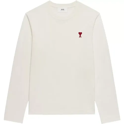 Embroidered Logo Crew Neck T-shirts and Polos , male, Sizes: L - Ami Paris - Modalova