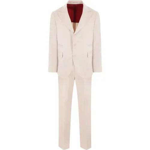 Beige Cotton Cashmere Two-Piece Suit , male, Sizes: S, M - BRUNELLO CUCINELLI - Modalova