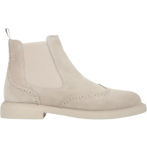 Damen Low-Top Chelsea Boots aus Premium Italienischem Velours , Damen, Größe: 37 EU - Estro - Modalova