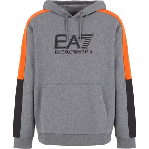 Grauer Hoodie Sweatshirt Sportlicher Trendy Look - Emporio Armani EA7 - Modalova