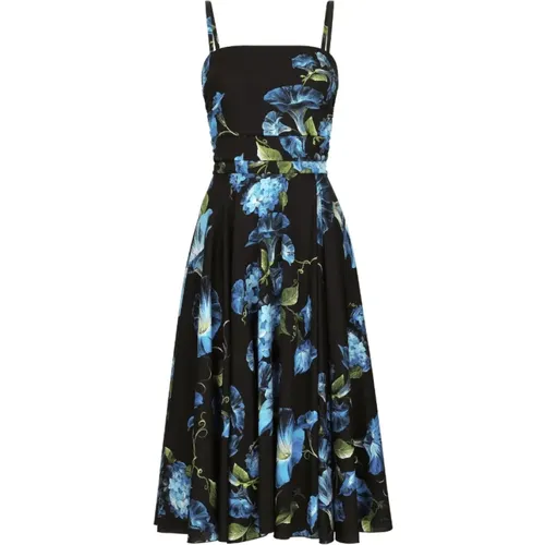Midi-Kleid mit Blumenmuster - Dolce & Gabbana - Modalova
