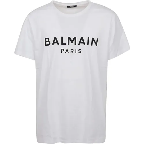 Bedrucktes Rundhals-T-Shirt - Regular Fit , Herren, Größe: L - Balmain - Modalova