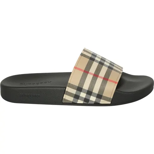 Beige Sandalen Vintage Check Muster , Damen, Größe: 36 EU - Burberry - Modalova
