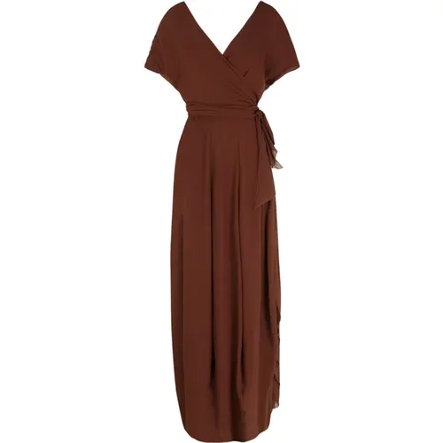 Silk Crossed Dress with Cape Sleeves , female, Sizes: 2XL, XL, M, L - Cortana - Modalova