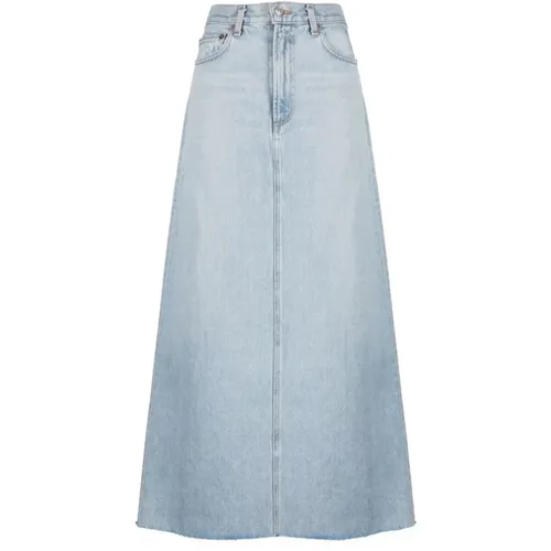 Maxi Denim Skirt with Frayed Edge , female, Sizes: W27, W25 - Agolde - Modalova