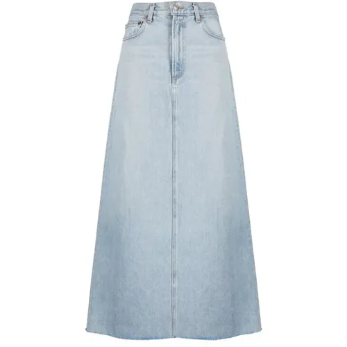Maxi Denim Skirt with Frayed Edge , female, Sizes: W28, W27, W24, W25 - Agolde - Modalova