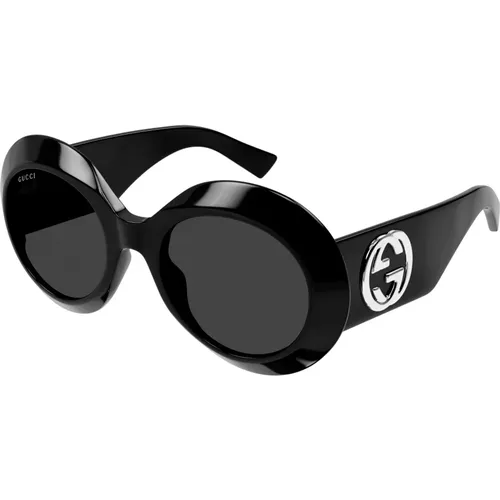 Schwarze/Graue Sonnenbrille , Damen, Größe: 54 MM - Gucci - Modalova