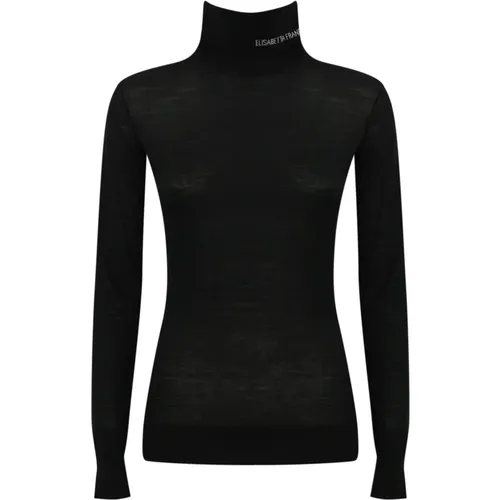 Schwarzer Merinowoll Rollkragenpullover - Elisabetta Franchi - Modalova