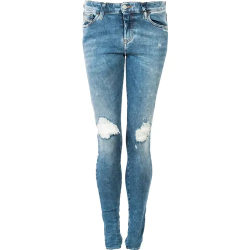 Land Skinny Jeans - Mittlere Taille, Verwaschenes Blau , Damen, Größe: W30 - Diesel - Modalova
