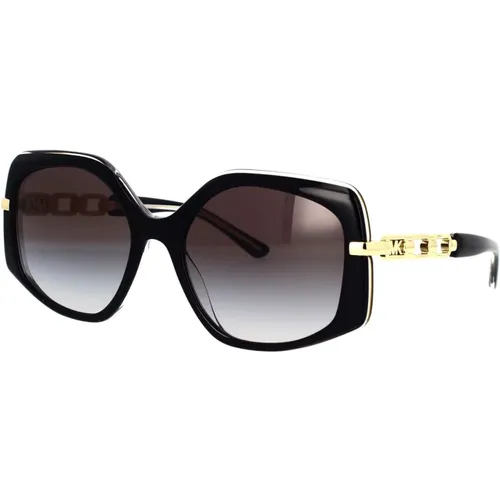 Sonnenbrille mit unregelmäßiger Form und dunkelgrauen Verlaufsgläsern , unisex, Größe: 56 MM - Michael Kors - Modalova