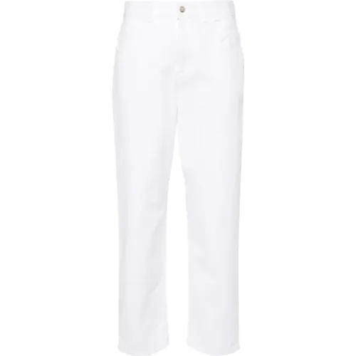 Weiße Denim Hose mit Logo Patch - Moncler - Modalova