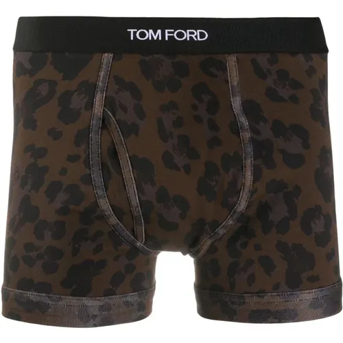 Leopardenmuster Boxer Unterwäsche Braun , Herren, Größe: XL - Tom Ford - Modalova