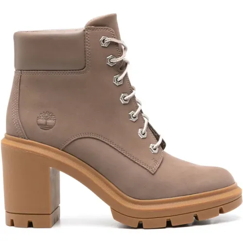 Dove Grey Leder Schnürstiefel , Damen, Größe: 39 1/2 EU - Timberland - Modalova