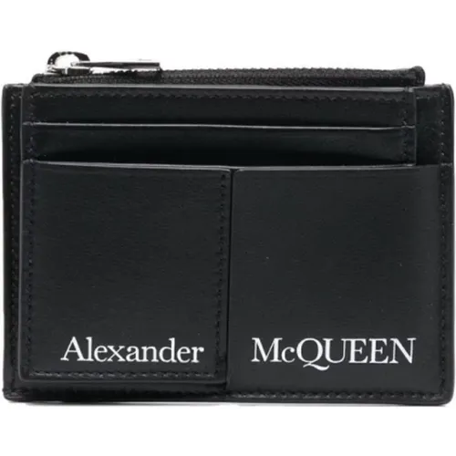 Leather Wallet with Logo Print Card Holder , male, Sizes: ONE SIZE - alexander mcqueen - Modalova