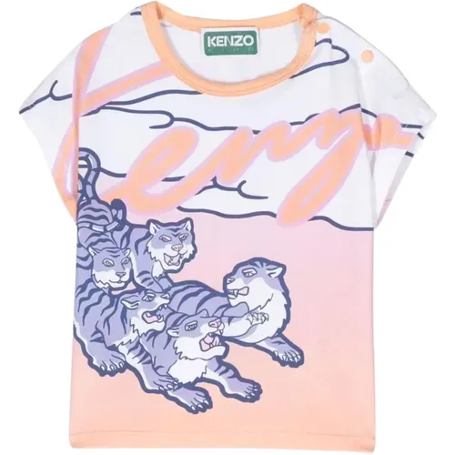 Rosa Kinder T-Shirt mit Tierdruck - Kenzo - Modalova