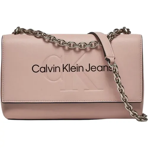 Rosa Schultertasche mit Clipverschluss - Calvin Klein Jeans - Modalova